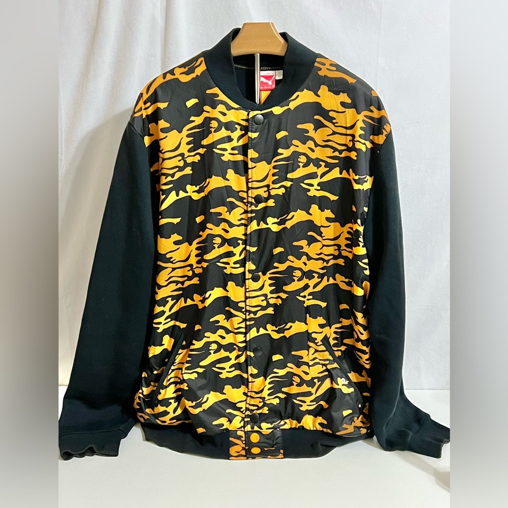 Puma Sport Lifestyle Orange Camo and Black Jacket Bomber Men's Size XL